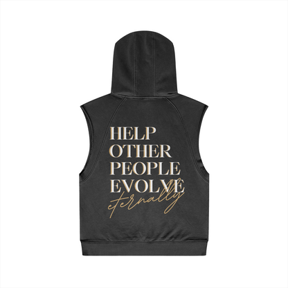 "Eternally Golden" Oversized Washed Sleeveless Hoodie