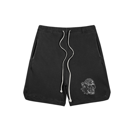 "Ashes 2 Ashes" Clipped Corner Washed Sweatshorts